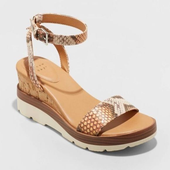 a new day Shoes - Women's Brown Snake Print Wedge Sandals
